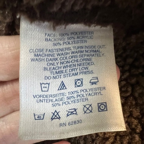 Lands' End Brown Rustic Faux Suede & Shearling Penny Lane Barn Jacket Large - Picture 6 of 8